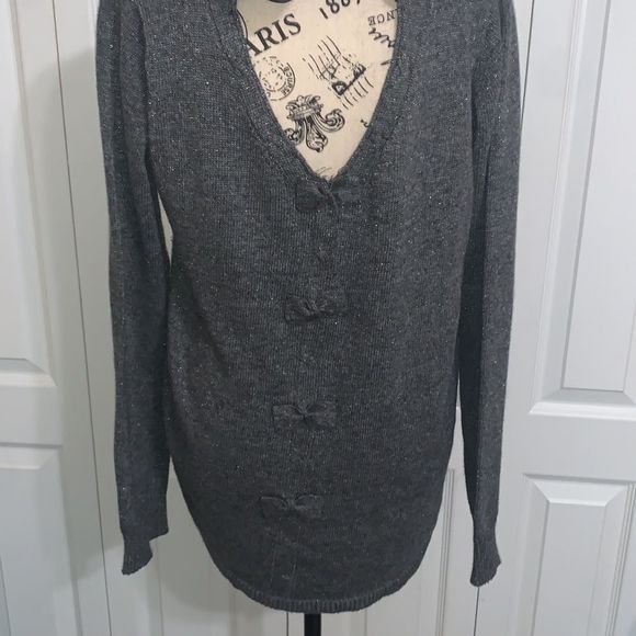 𝅺color Block Open Back Sweater Gray/Silver - Picture 3 of 13